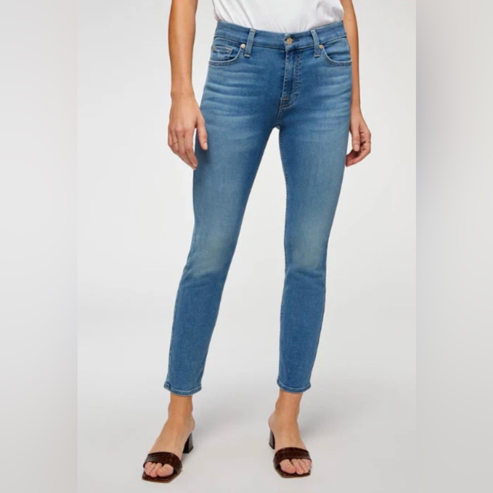 7 For All Mankind / Ankle Skinny Jeans / Light Wash 28